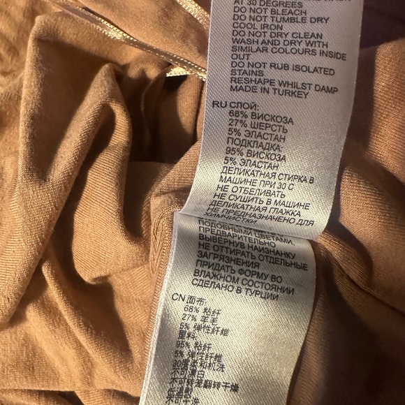 NEW Reiss Tora Ruched Jersey Body-Con Wool Viscose Knit Dress Blush Size Large - Picture 6 of 9